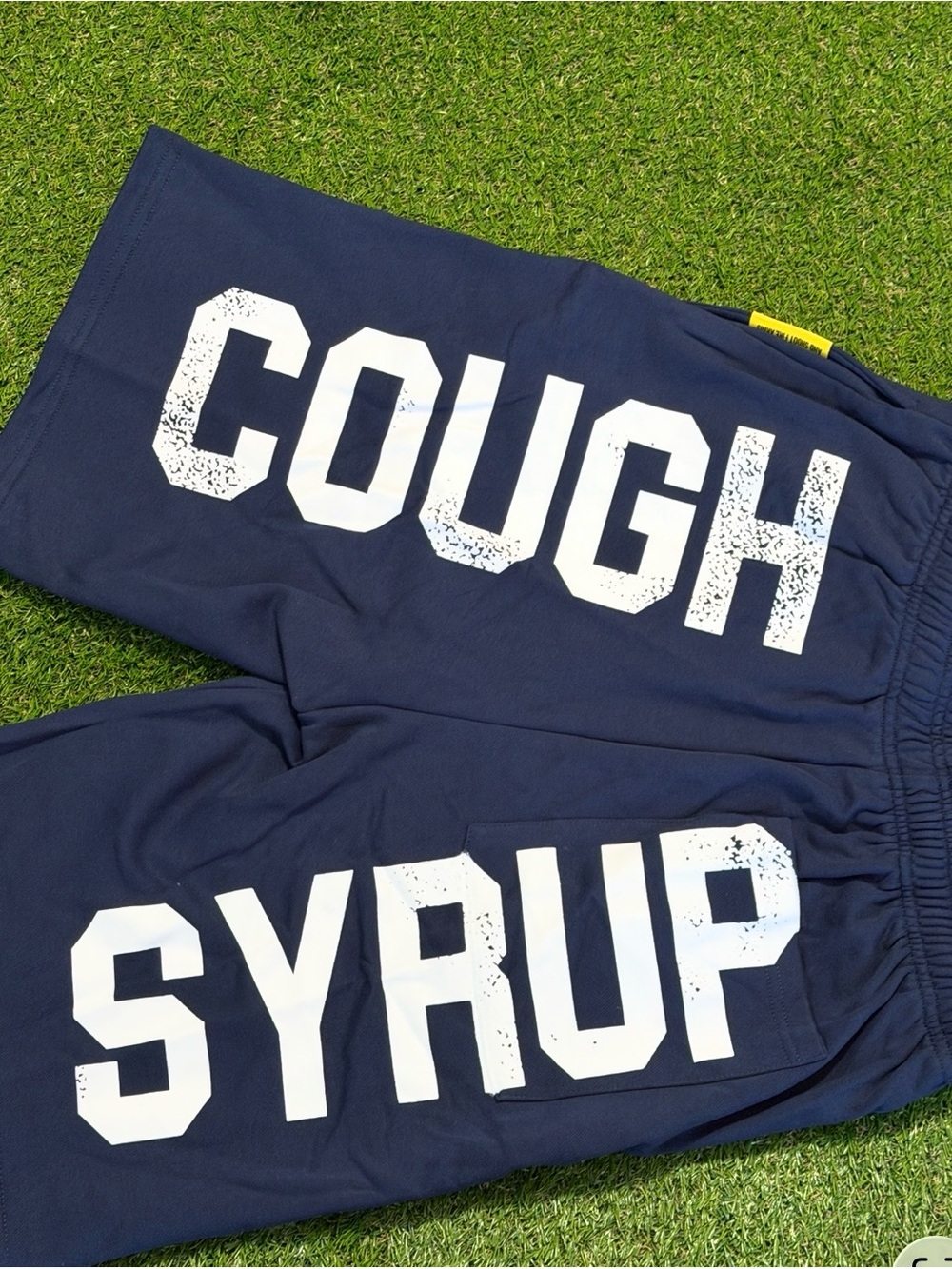Men's Navy Graphic Sweat Shorts - COUGH SYRUP